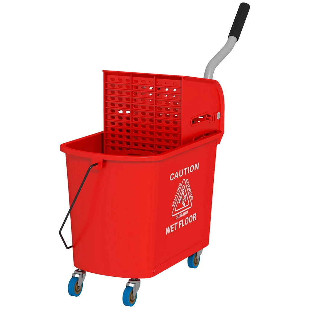 Carrello per pulizia con secchio 20L ¨C zephmum ¨C rosso 60x27x70.5 cm