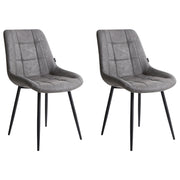 Set di 2 sedie da pranzo in ecopelle grigia gambe in metallo Nero sedie moderne imbottite