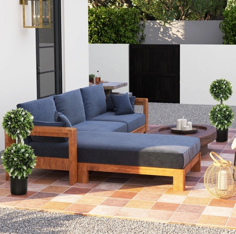 Set di 2 Piante Artificiali di Lavanda da 70 cm con Vaso in Cemento per Interni ed Esterni