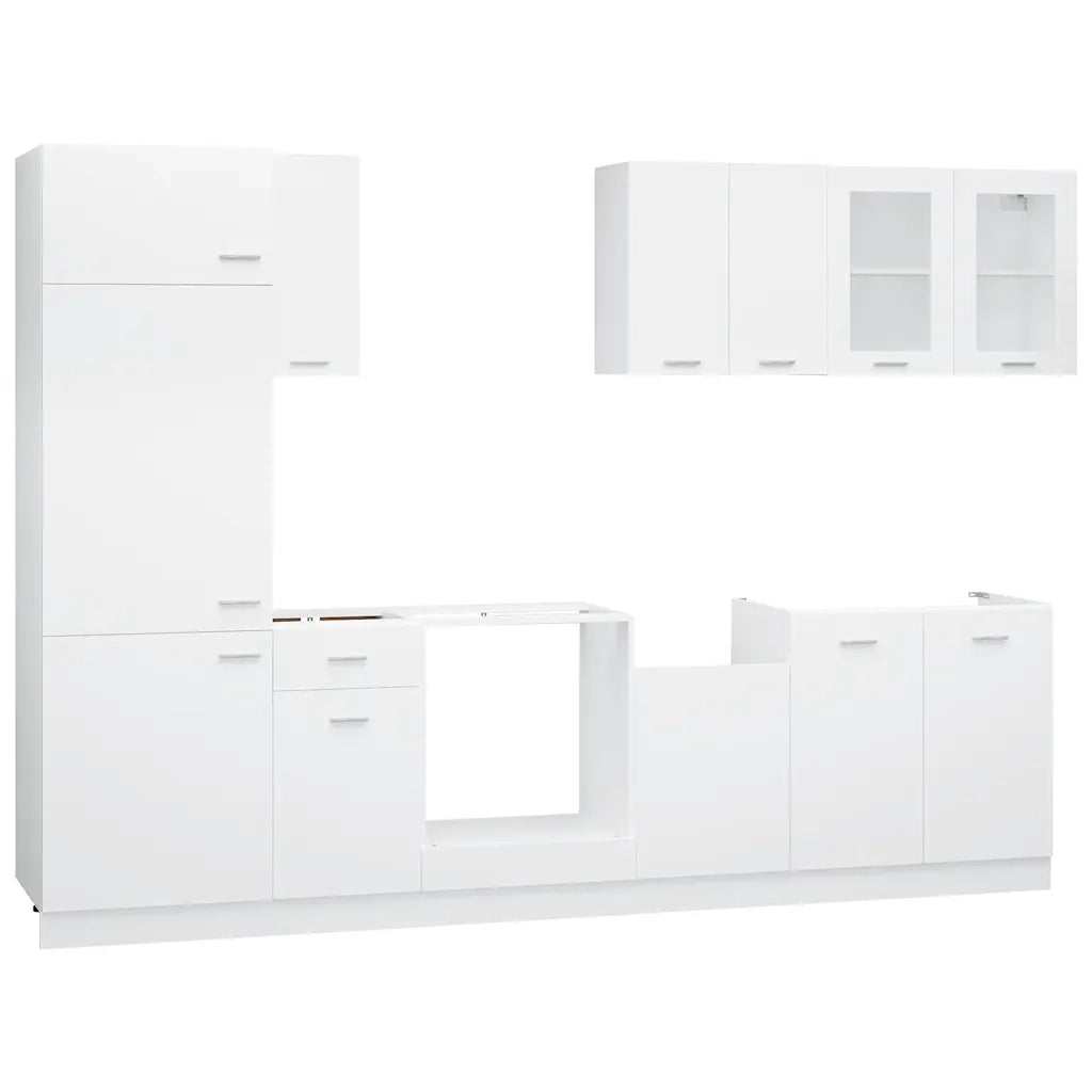 Set Armadi da Cucina 8 pz Bianco in Truciolato