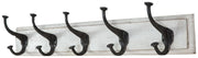 Biscottini Attaccapanni da parete in legno massiccio e ferro forgiato a mano finitura bianco anticato 76x13x22 cm