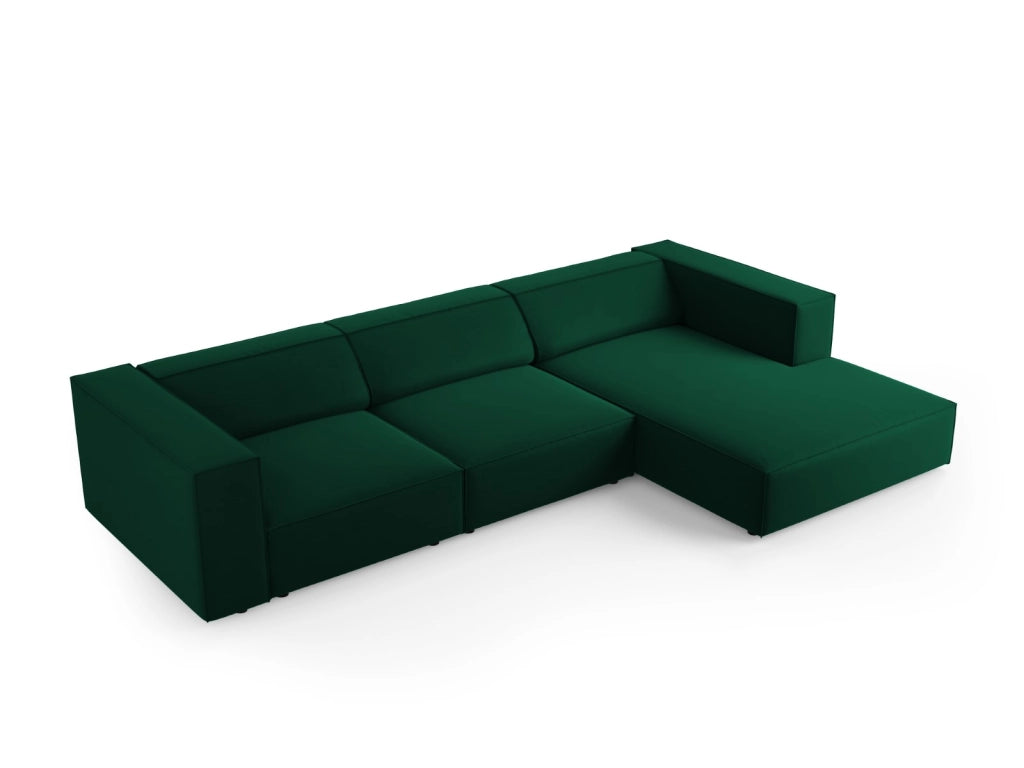 Cosmopolitan Design - Divano angolare destro "Arendal" 4 posti in velluto verde bottiglia 