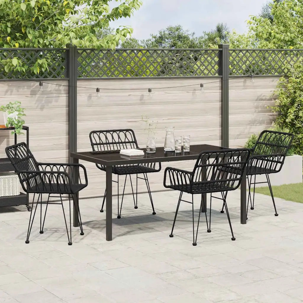 Set da Pranzo per Giardino 5 pz | Set Salotto da Giardino Nero