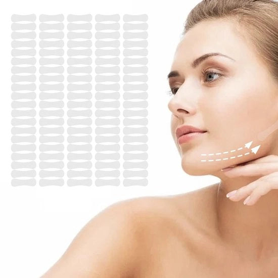 Adesivo per Sollevamento della Pelle - Ritocco Faciale senza Tracce - 100 Unità - Buona Elasticità