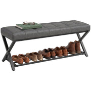 Panca per ingresso in pelle sintetica ¨C Minimal ¨C 112x37x47 cm, grigio scuro
