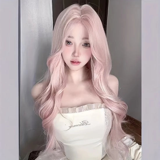 Pruika animata rossa con capelli arricciati per donna | Capelli arricciati morbidi per cosplay | Lunghezza media per look di ogni giorno