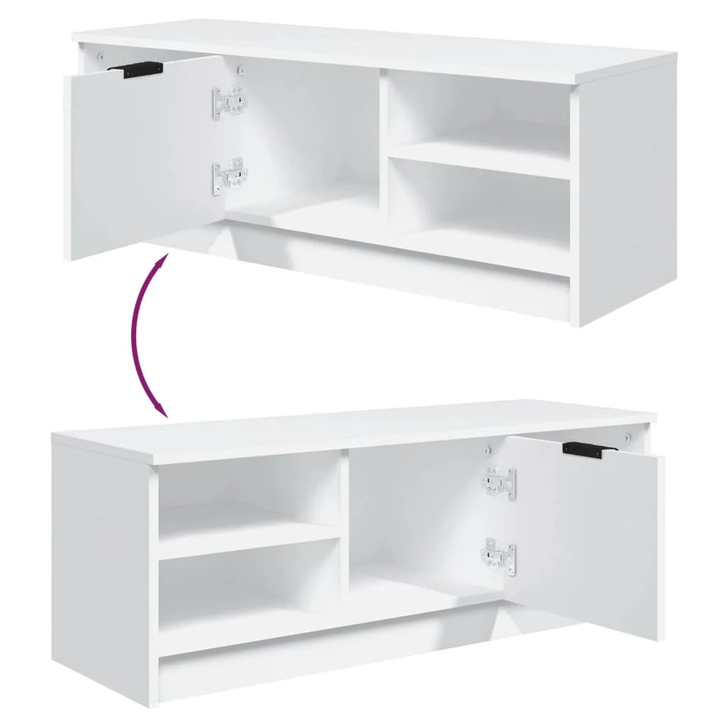 Mobile TV multimediale mensola TV credenza mobile TV sala da pranzo soggiorno camera da letto 102 x 35,5 x 36,5 cm legno ingegnerizzato bianco 02_0025578