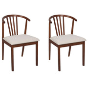 Set di 2 eleganti sedie da pranzo con seduta imbottita in legno scuro beige chiaro chic elegante