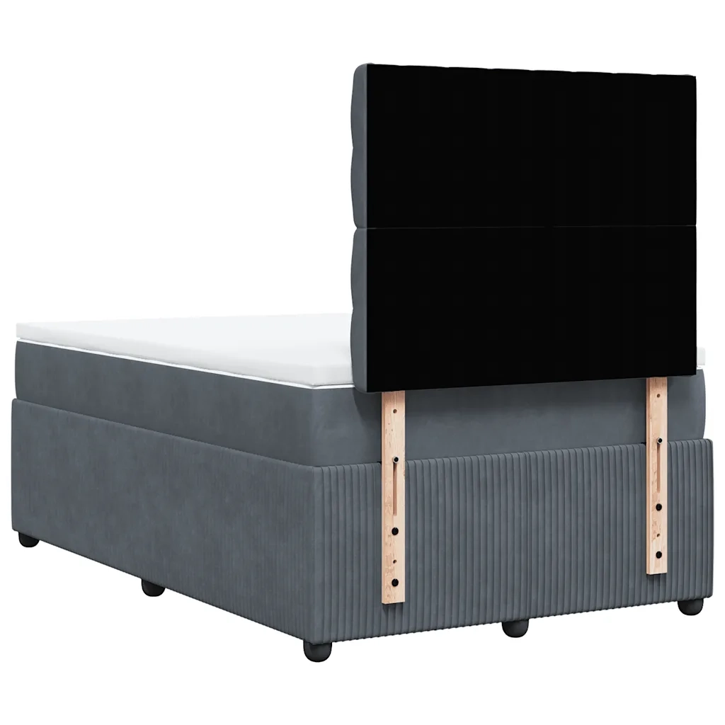 Giroletto a Molle con Materasso Grigio Scuro 120x200 cm Velluto
