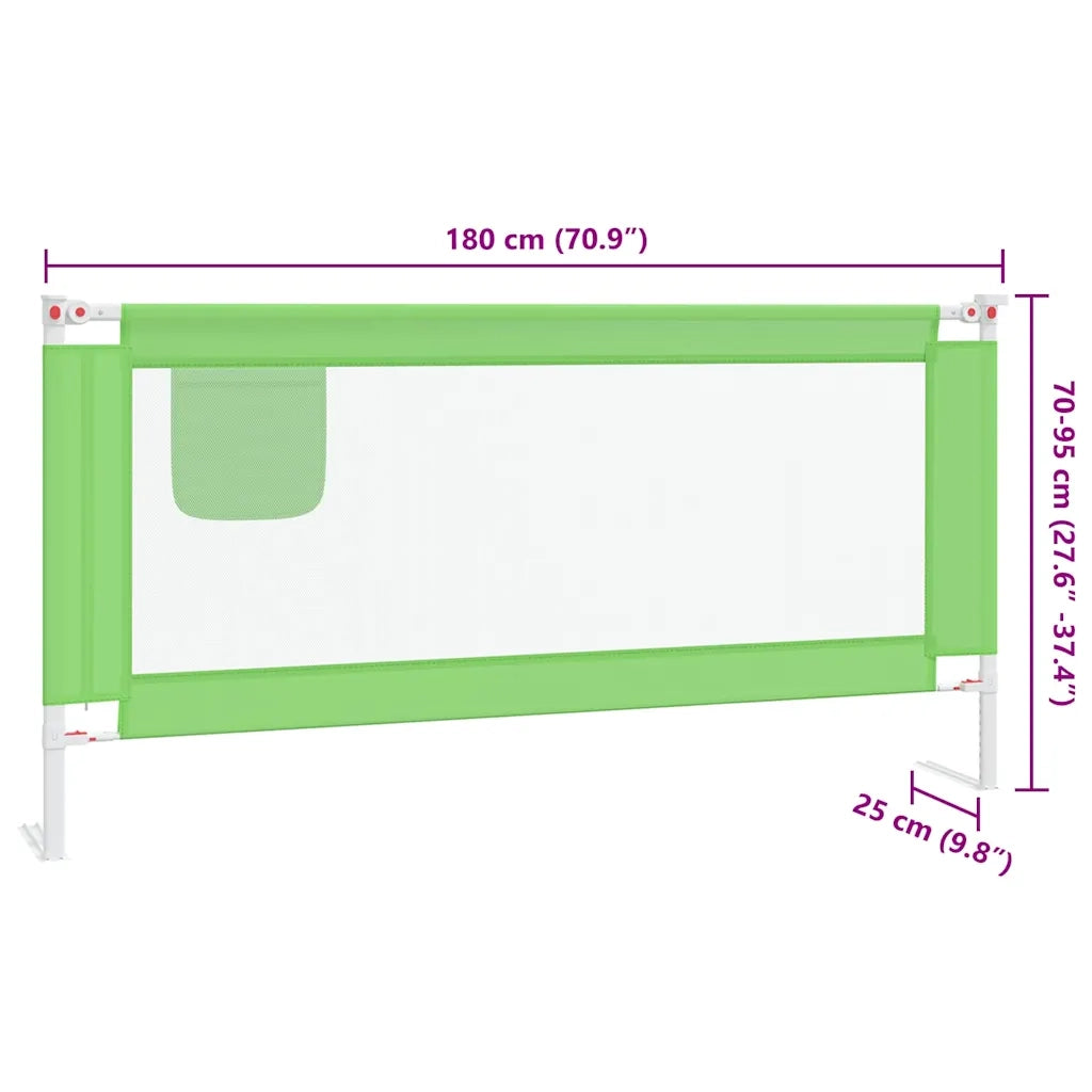 Sponda Letto di Sicurezza per Bambini Verde 180x25cm in Tessuto 10195
