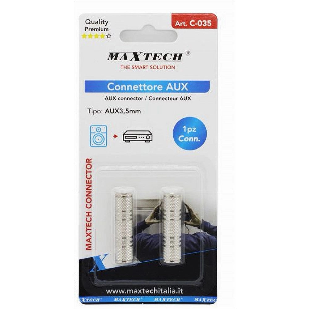 Trade Shop - Connettore Aux 3.5mm Adattatore Femmina/femmina Stereo Audio Accoppiatore C-035 -