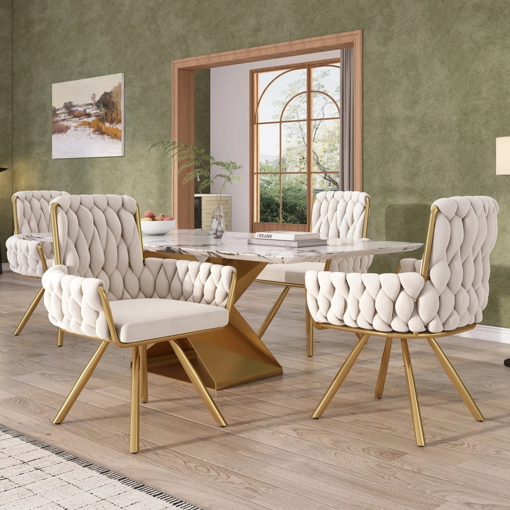 Set di 2 sedie girevoli con schienale alto; braccioli; in velluto beige