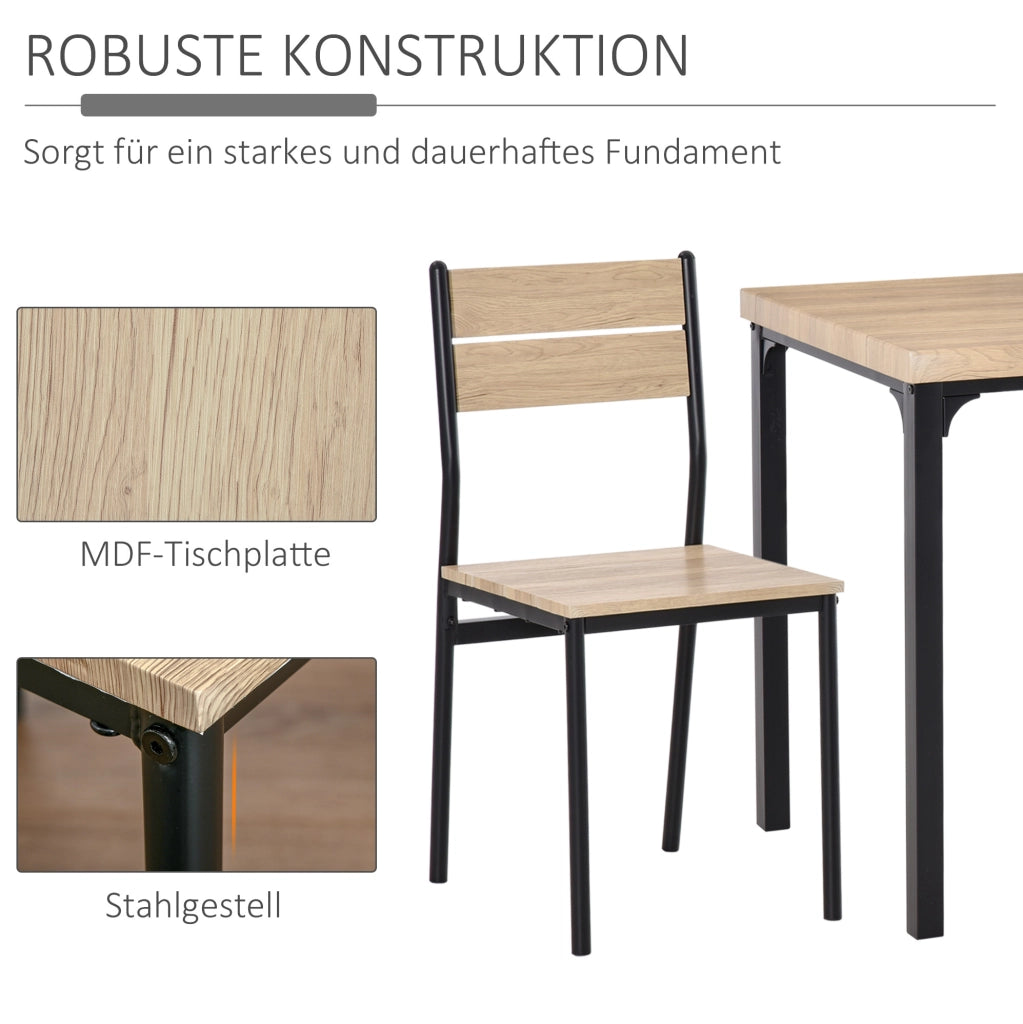 Set tavolo da pranzo salvaspazio MDF naturale e nero