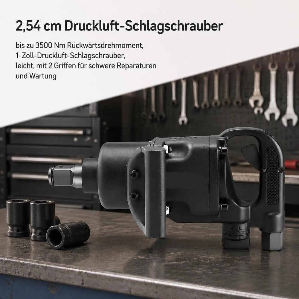 2.54 Cm Pneumatic Impact Wrench, Up To 3500 Nm Reverse Torque, 1-inch Pneumatic Impact Wrench, Lightweight, With 2 Handles For Heavy-duty Repairs And Maintenance