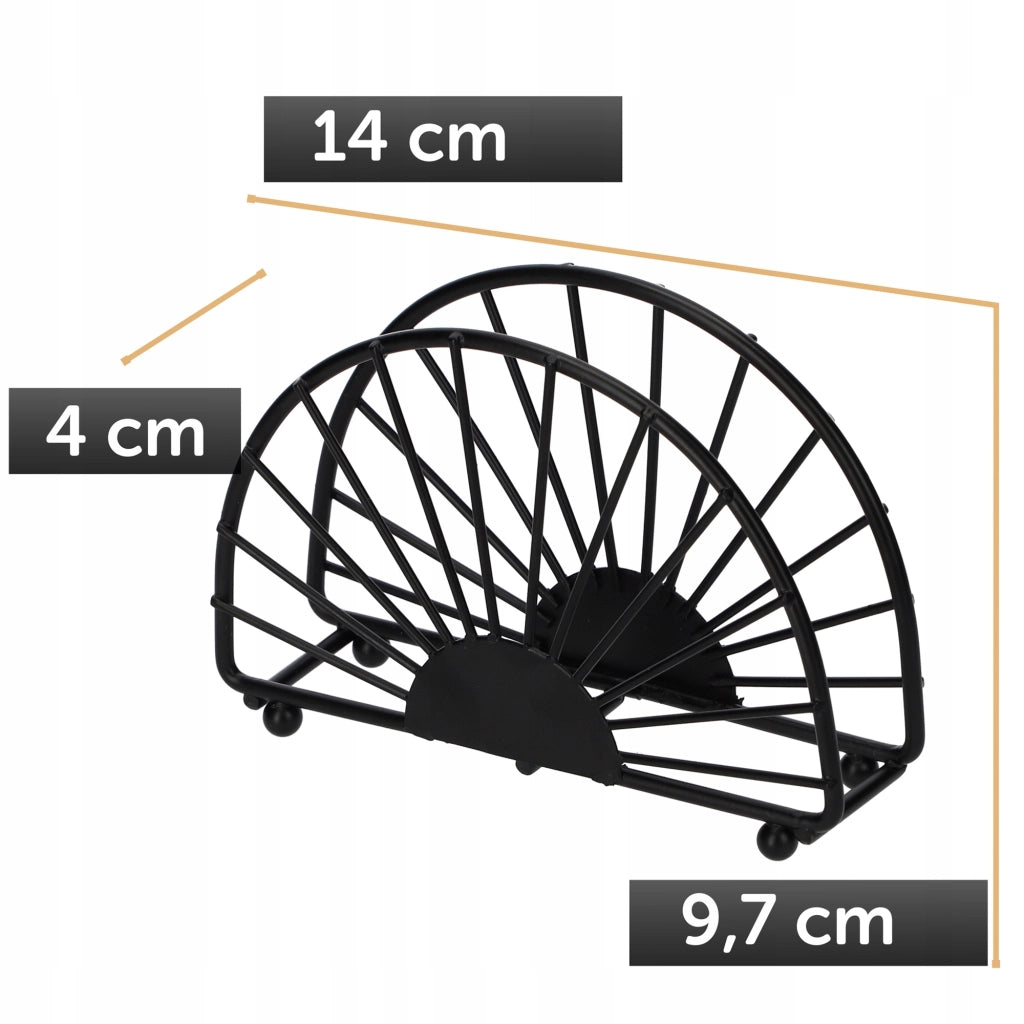 Portatovaglioli KADAX in metallo nero, elegante e opaco, 14 cm.