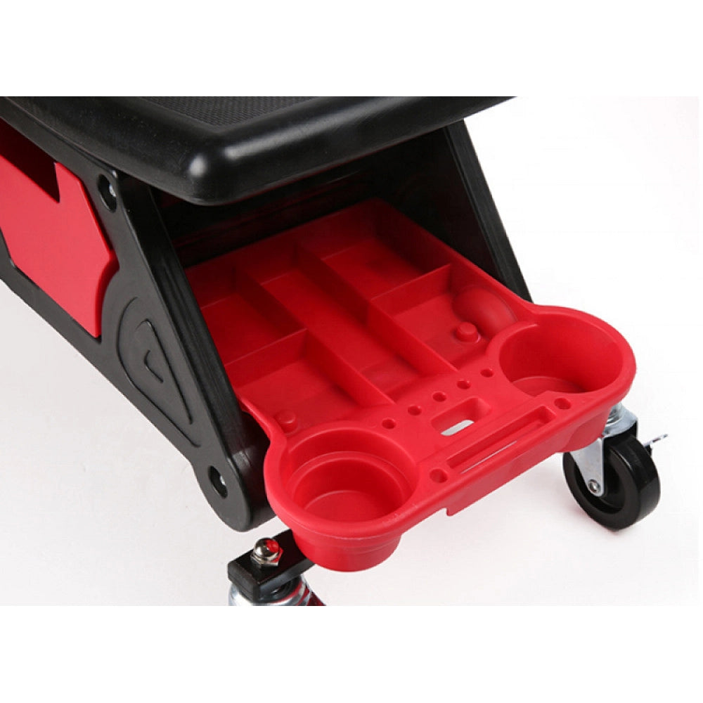 Trade Shop - Sgabello Da Officina Meccanico 136kg Seggiolino Carrello Auto Moto Con 4 Ruote -