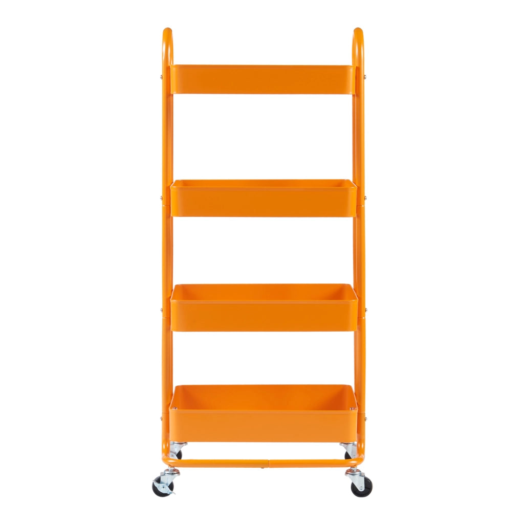 Carrello da Stoccaggio Pyhäntä con 4 Contenitori - Acciaio Arancione [en.casa]