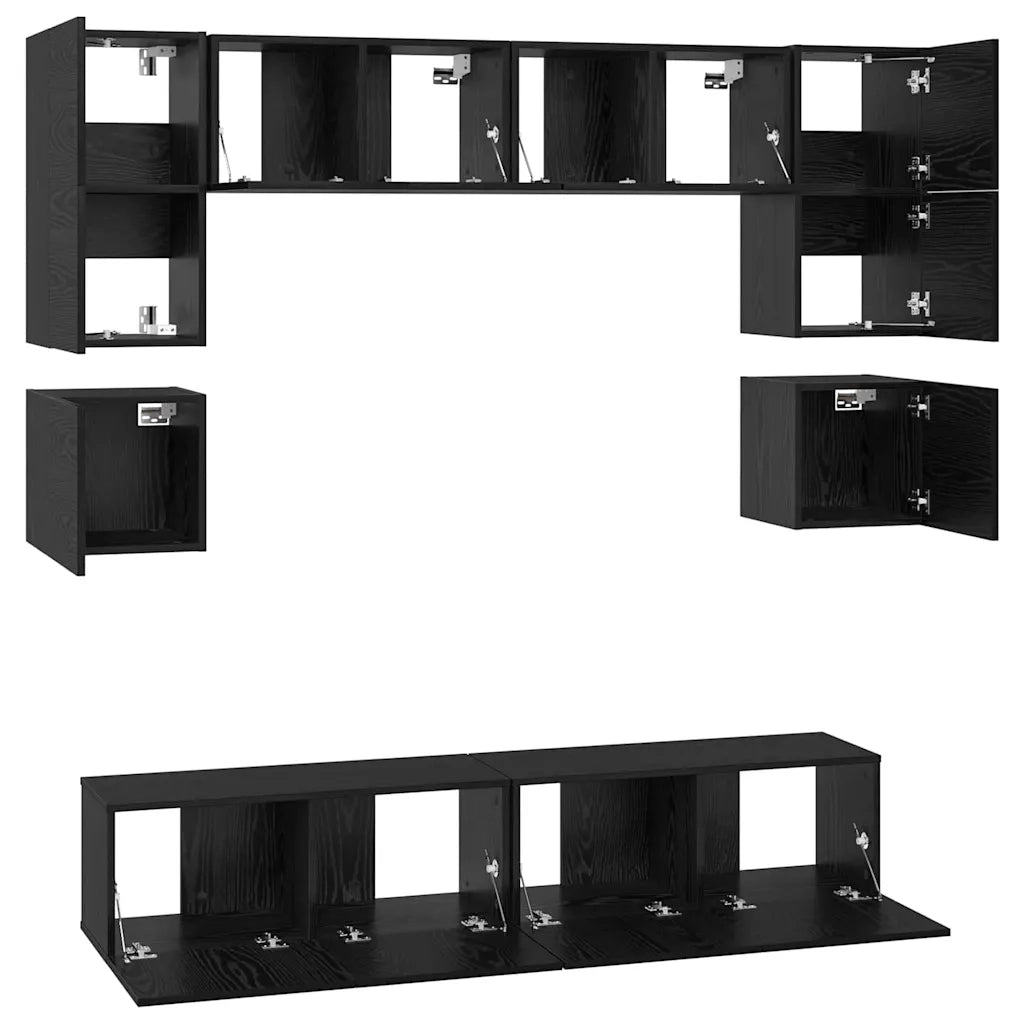 Set mobile TV 8 pcs Rovere Nero Legno multistrato 3393334
