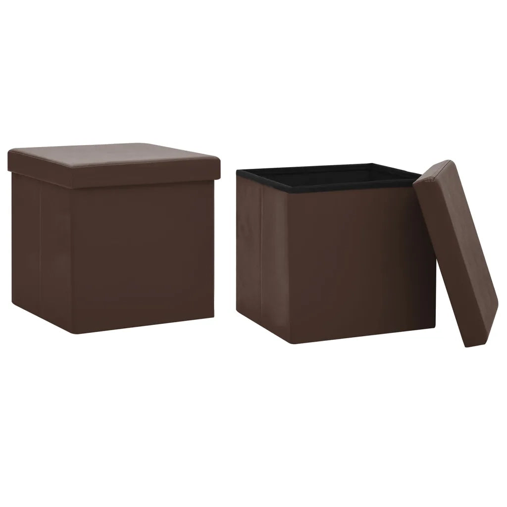 Sgabelli con Contenitore Pieghevoli 2 pz Marroni in PVC cod mxl 41570