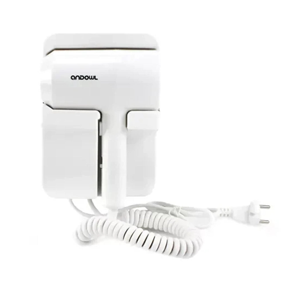 Trade Shop - Asciugacapelli Da Parete Hotel 1600w Da 1,6 Kw Con Supporto Cavo A Spirale 60 Cm Q-f1600 -