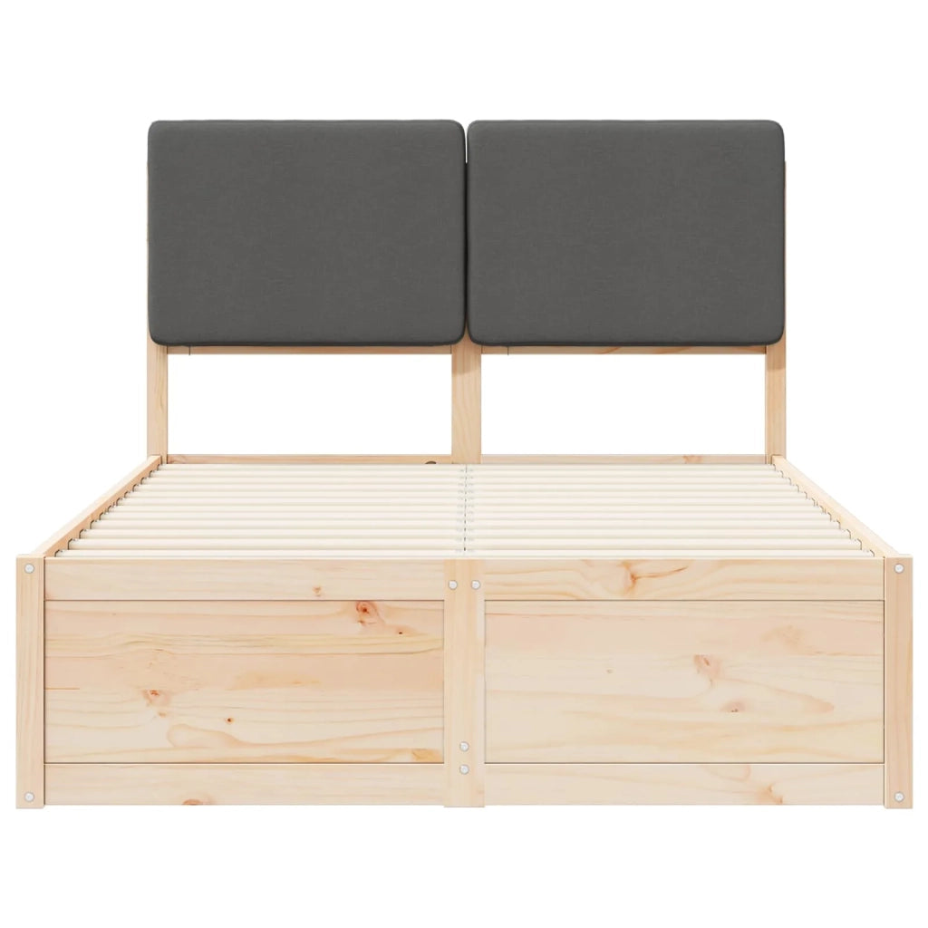 Letto con Testiera Rivestita Grigio scuro 120 x 190 cm