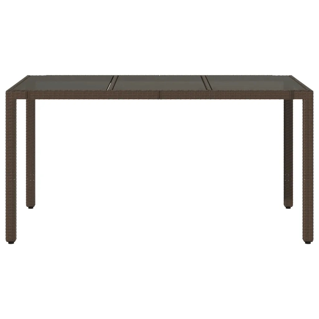 Tavolo Giardino Piano in Vetro Marrone 150x90x75 cm Polyrattan 365590