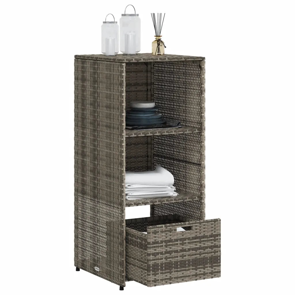 Armadietto Portaoggetti Giardino Grigio 50x55x115cm Polyrattan CFW9912704