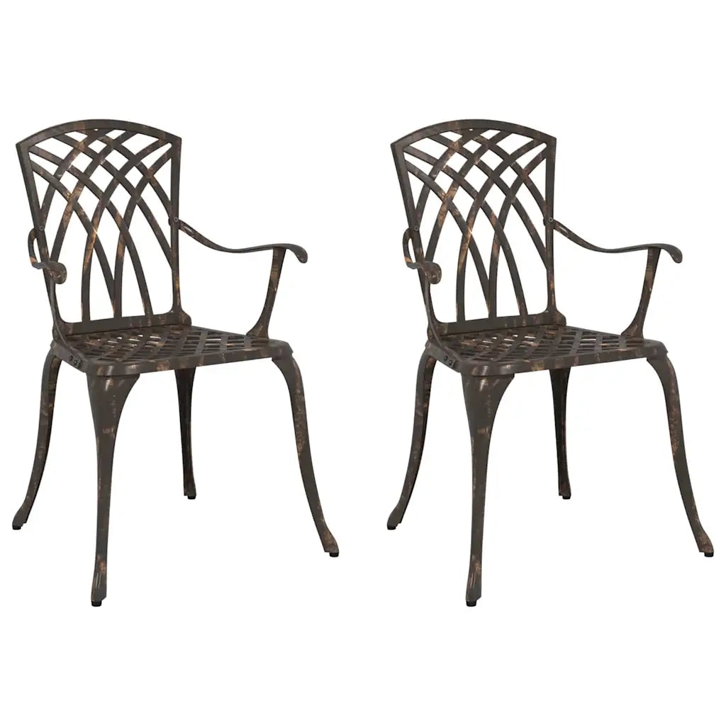 Sedia da Giardino 2 pz | Sedie da Esterno Bronzo 53 x 51 x 88,5cm Alluminio