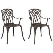Sedia da Giardino 2 pz | Sedie da Esterno Bronzo 53 x 51 x 88,5cm Alluminio