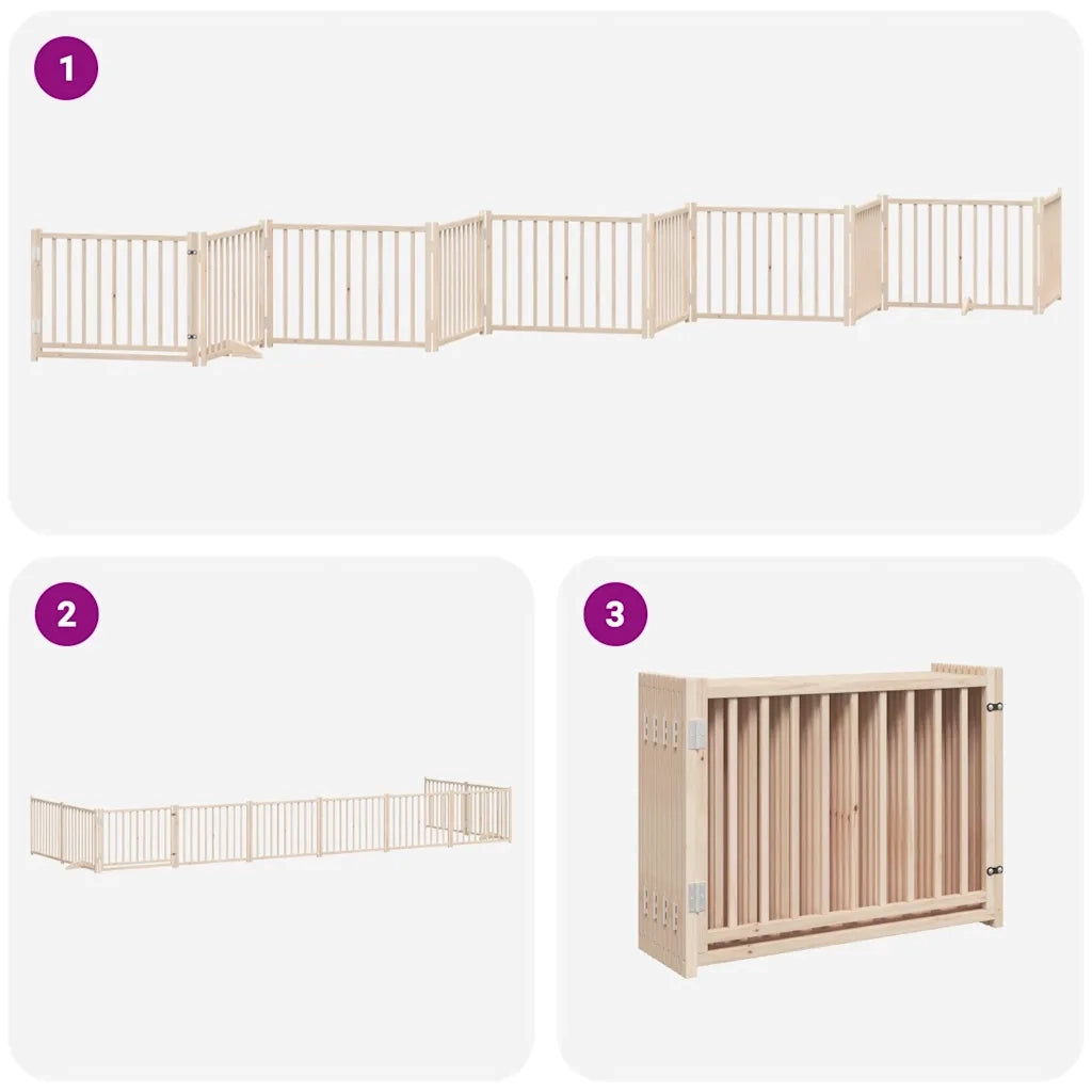 Cancello per Cani Porta Pieghevole 10 Pannelli 800 cm in Pioppo CFW8921408