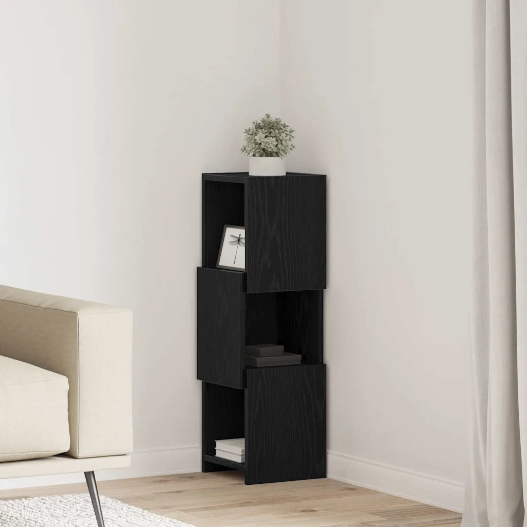 Mobile angolare 25,5x25x80cm Legno ingegnerizzato Rovere Nero 889814