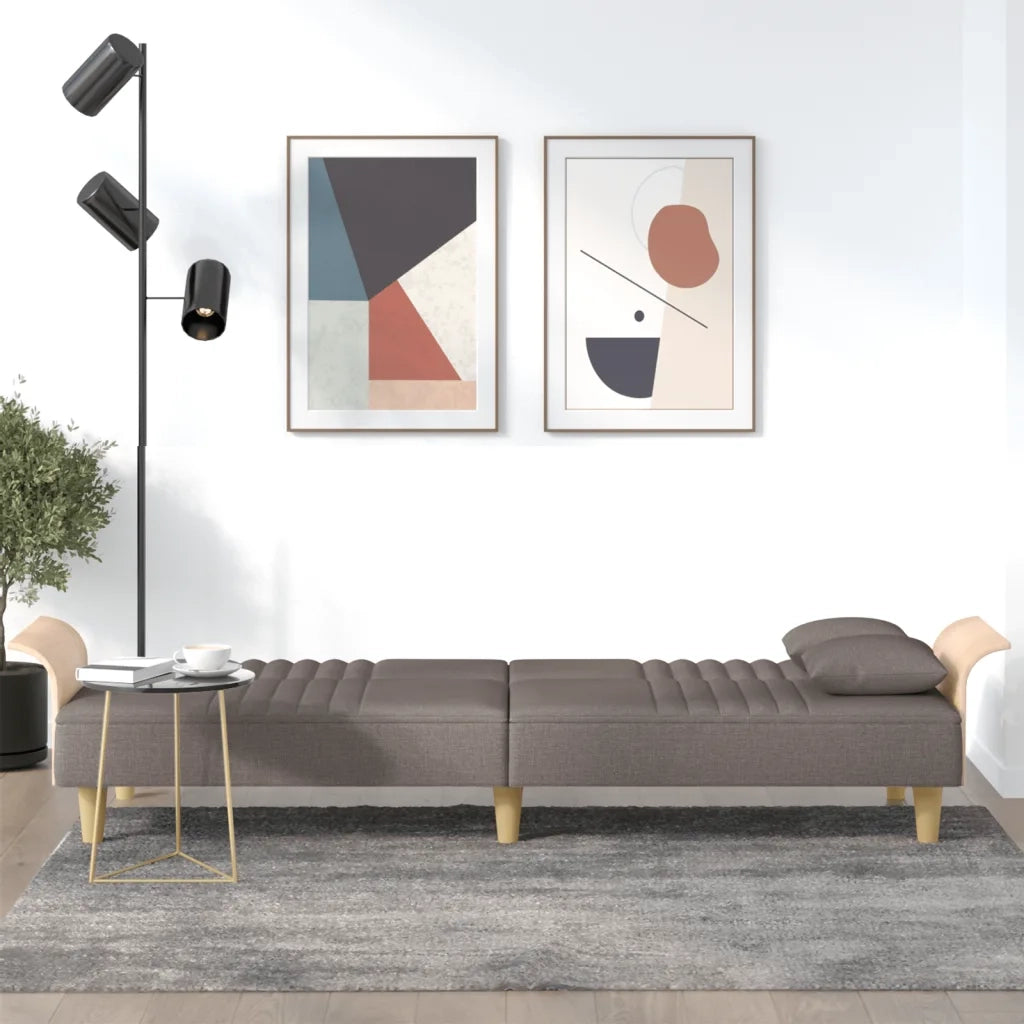 Divano Letto con Braccioli Tortora in Tessuto 351892