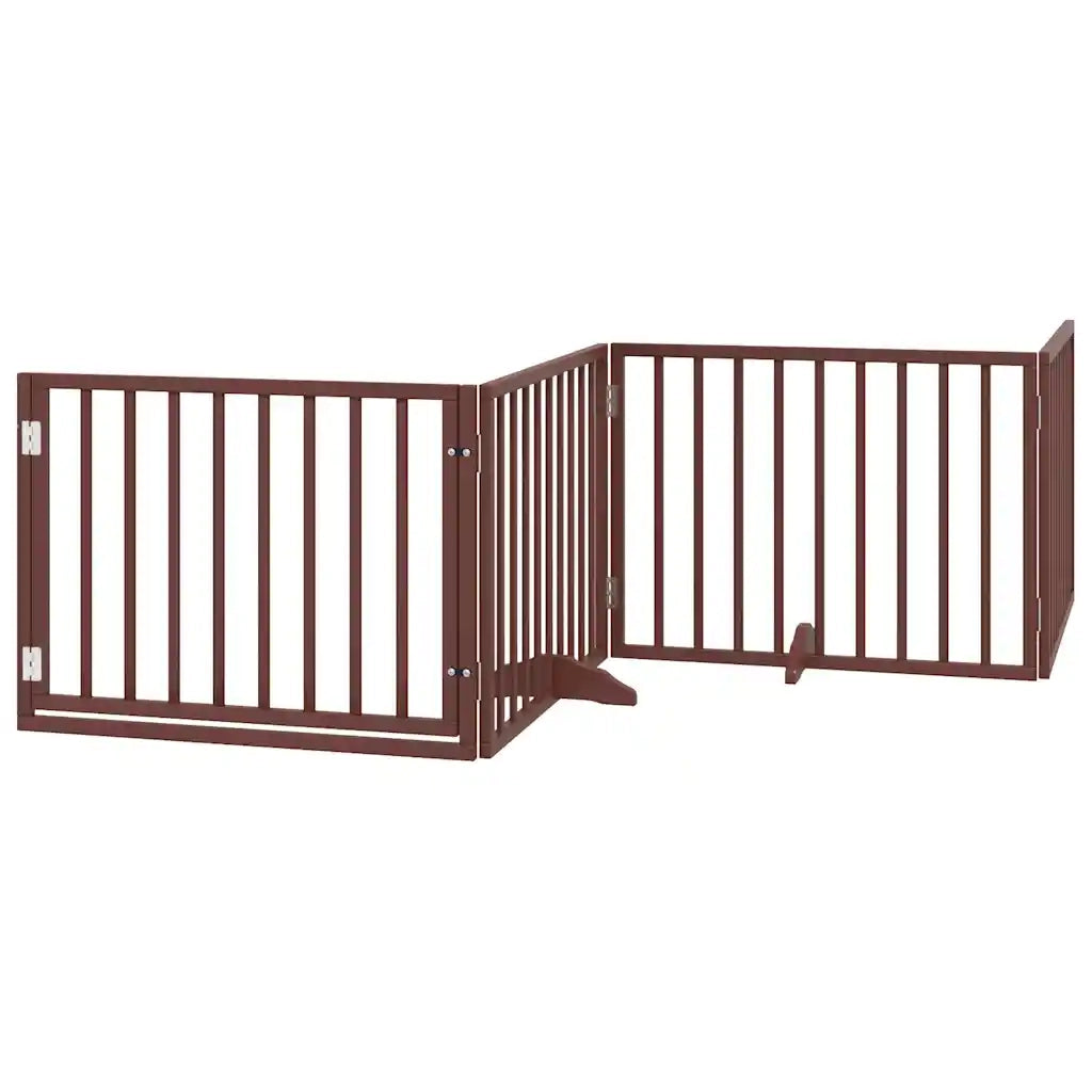 Cancello Cani Porta Pieghevole Marrone 6 Pannelli 480cm Pioppo