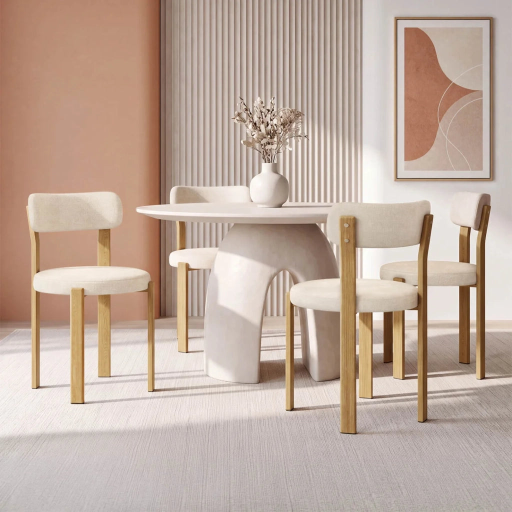 IDMarket - Set di 4 sedie da pranzo NELLA in ciniglia beige