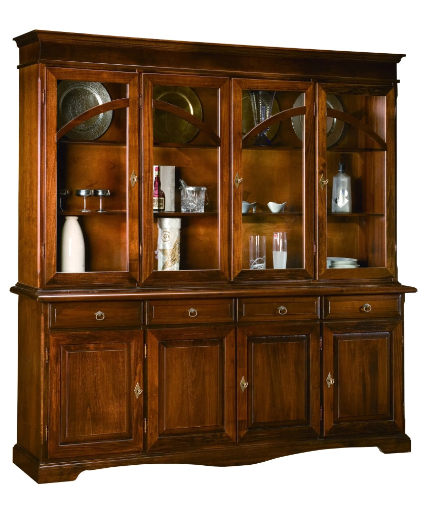 Madia credenza con bugna in legno tinta noce arte povera l.205 p.42 h.205 - Mobili 2G