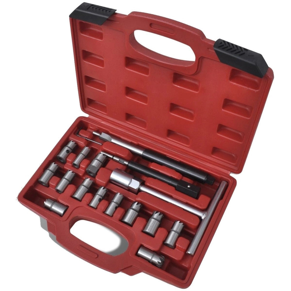 Trade Shop - Set Kit Alesatori Per La Pulizia Iniettore Iniettori Auto Motore Diesel 17 Pz -