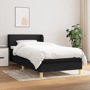 Giroletto a Molle con Materasso-Struttura Letto Nero 90x200 cm in Tessuto 665411