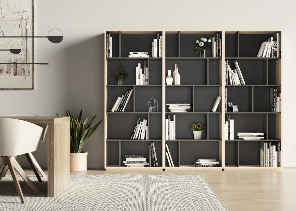 Libreria Herdasa effetto rovere e grafite 191x80x32