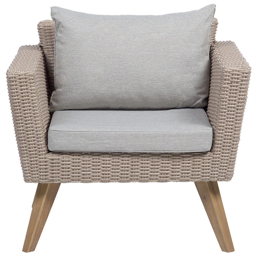 Patio Set Rattan Sintetico 3 Posti 2 Sedie Cuscini Grigi Outdoor Country