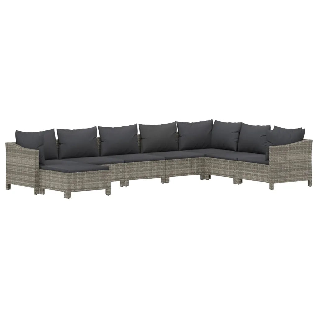 Set Divani da Giardino 8 pz con Cuscini in Polyrattan Grigiocod mxl 76689