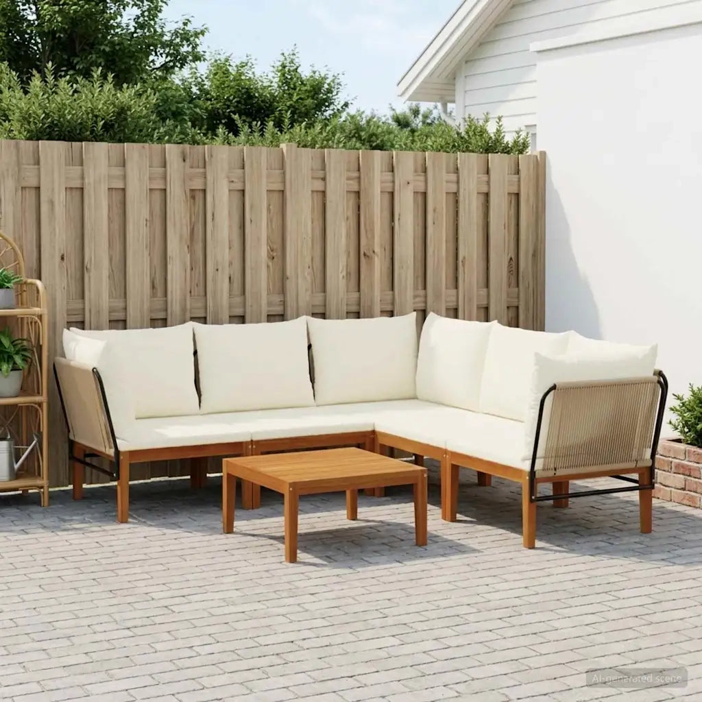 6 pcs Legno massiccio di acacia e corda Naturale 3407769