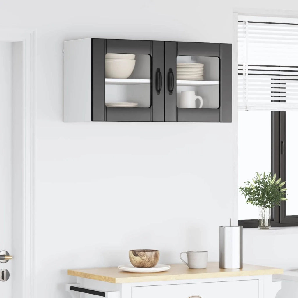 Mobile in vetro da parete LUCCA 2 pcs Nero 40 x 31 x 40 cm