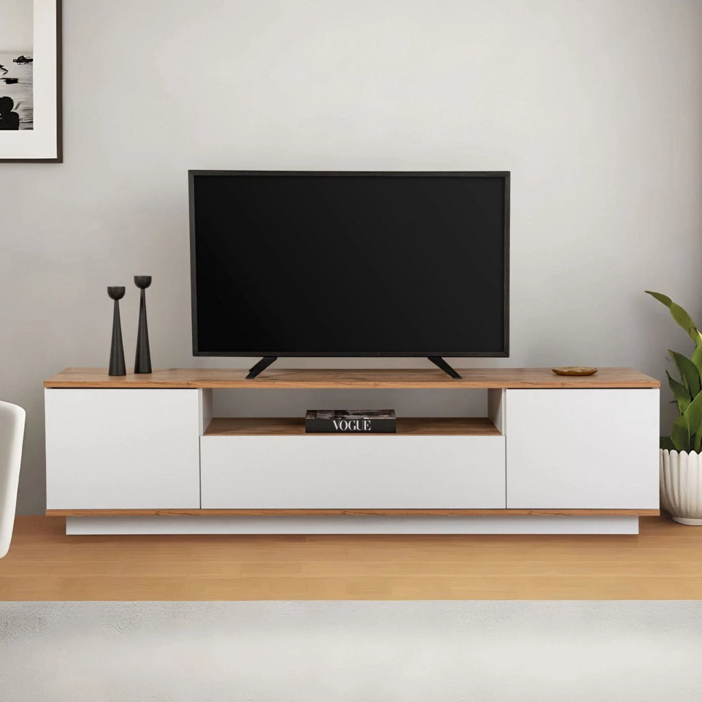 Porta TV in legno "Veramont" - 180 x 44 x 44 cm - Marrone