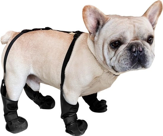 Leggins per zampe di cane, stivali acqua resistenti per cani, scarpe antiscivolo per cani, protettori per zampe di animali domestici per cani piccoli e medi, scarpe impermeabili per cani per esterno, scarpe da corsa per esterno con cintura aggiuntiva (S)