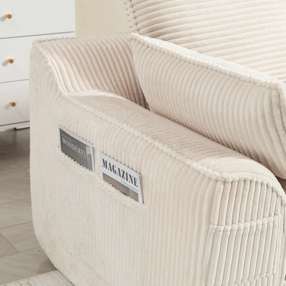 Divano 3 Posti con Poggiapiedi e Cuscini in Tessuto ¨C Xylo ¨C Beige