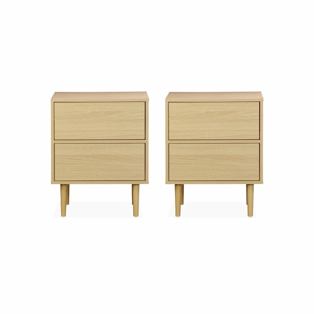 Set 2 comodini effetto legno naturale, marrone naturale