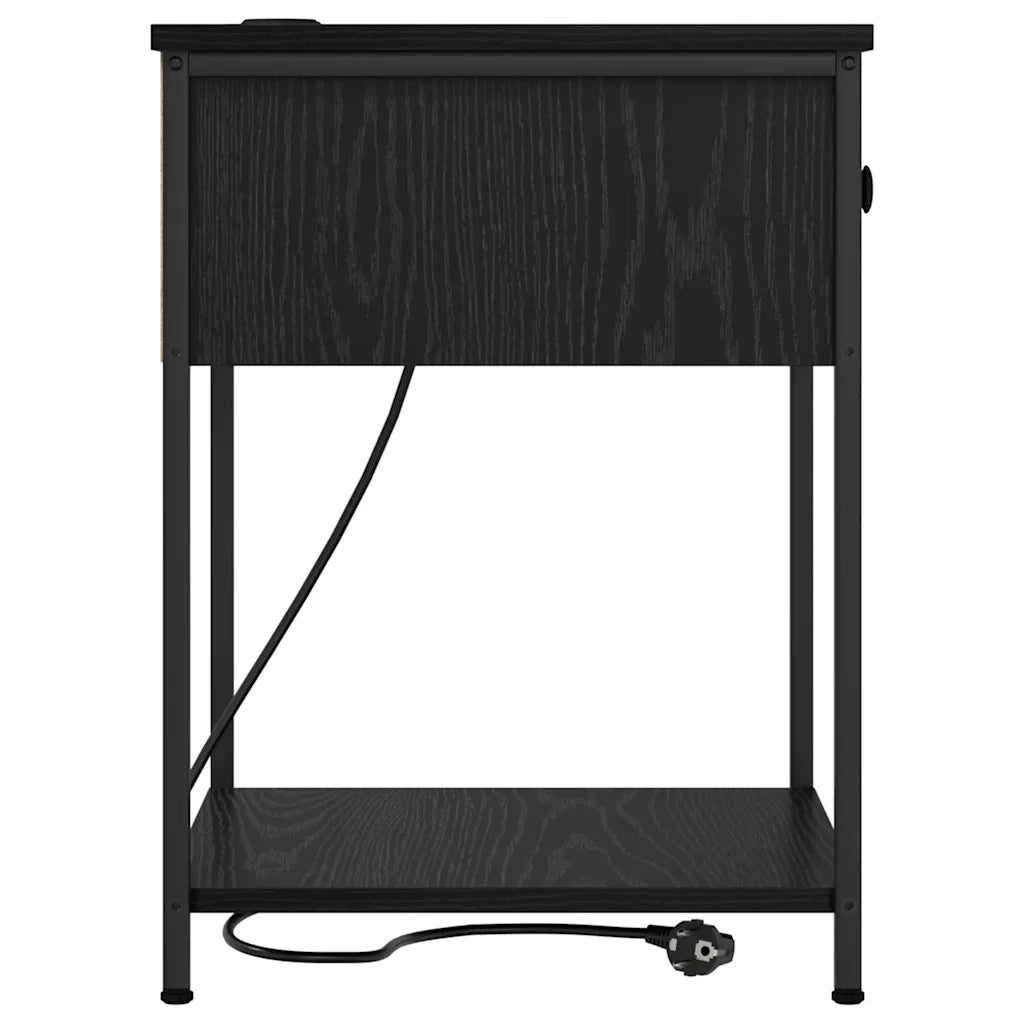 Armadio da Notte con cassetto 2 pcs Rovere Nero 42 x 41 x 56 cm 859421