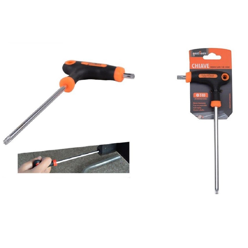 Trade Shop - Chiave Brugola T Trapezoidale Punta Stella T40x150mm Impugnatura Ergonomica 91807 -