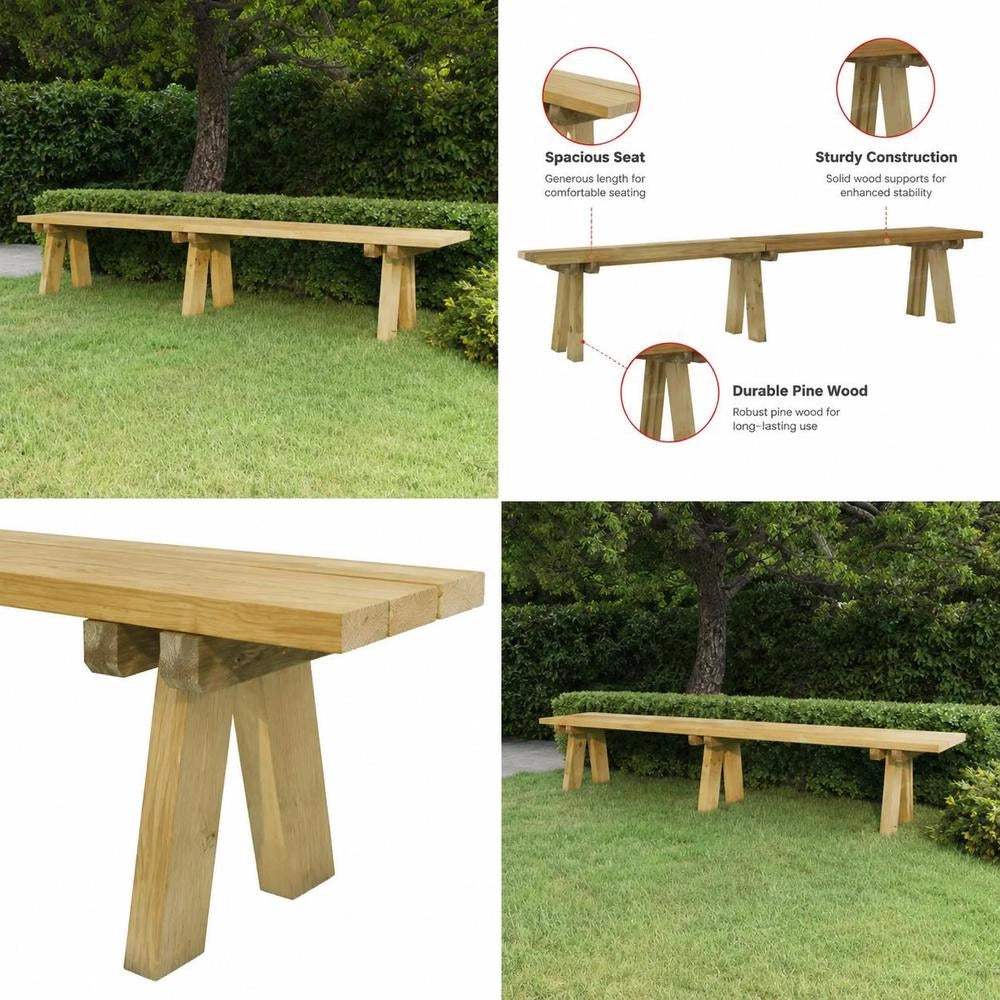 Garden Bench 220 Cm Solid Pine Wood Impregnated