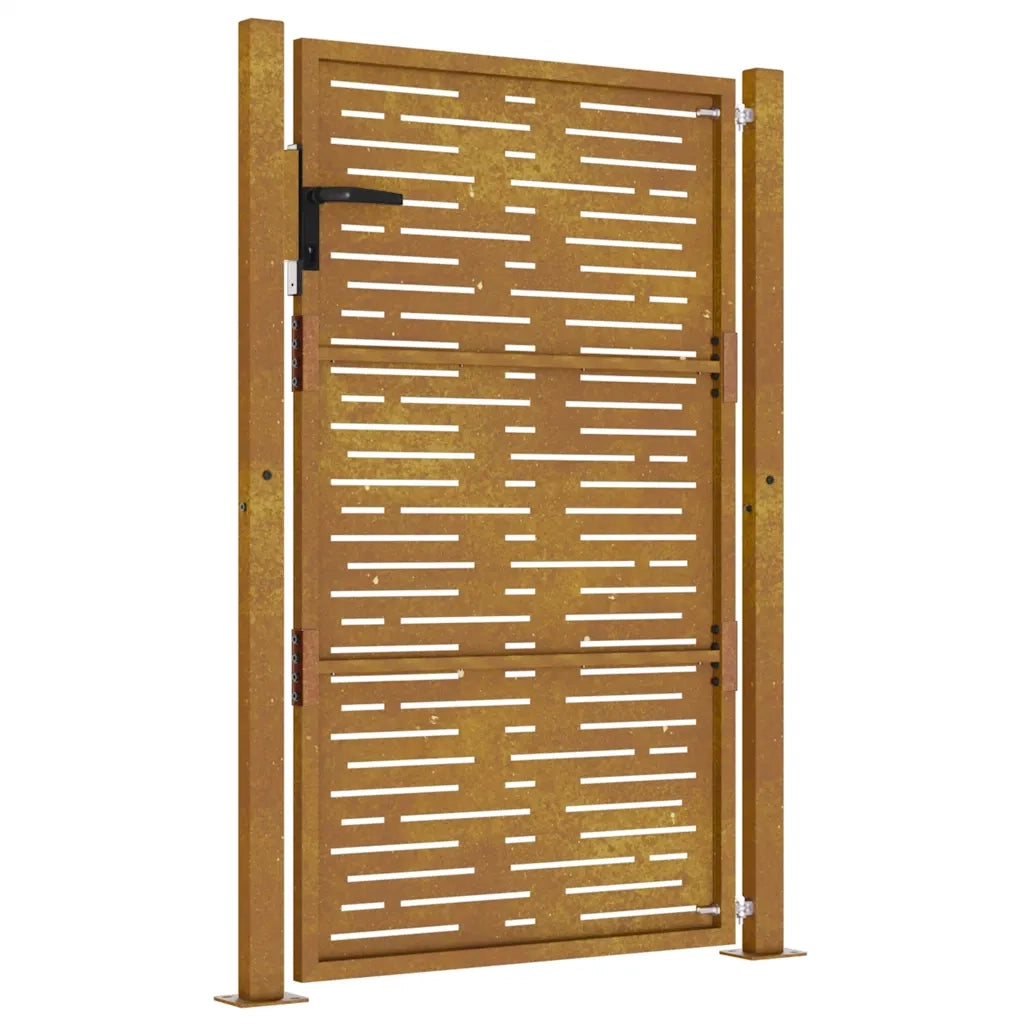 Cancello da giardino 100x125 cm in acciaio Corten design quadrato 153198